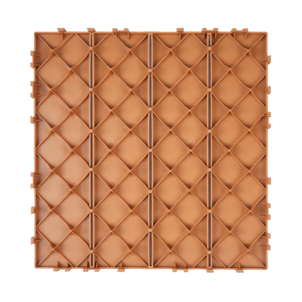 Back of Wide Plank Plastic Interlocking Deck Tiles, Waterproof Outdoor Patio Floor Tile Base