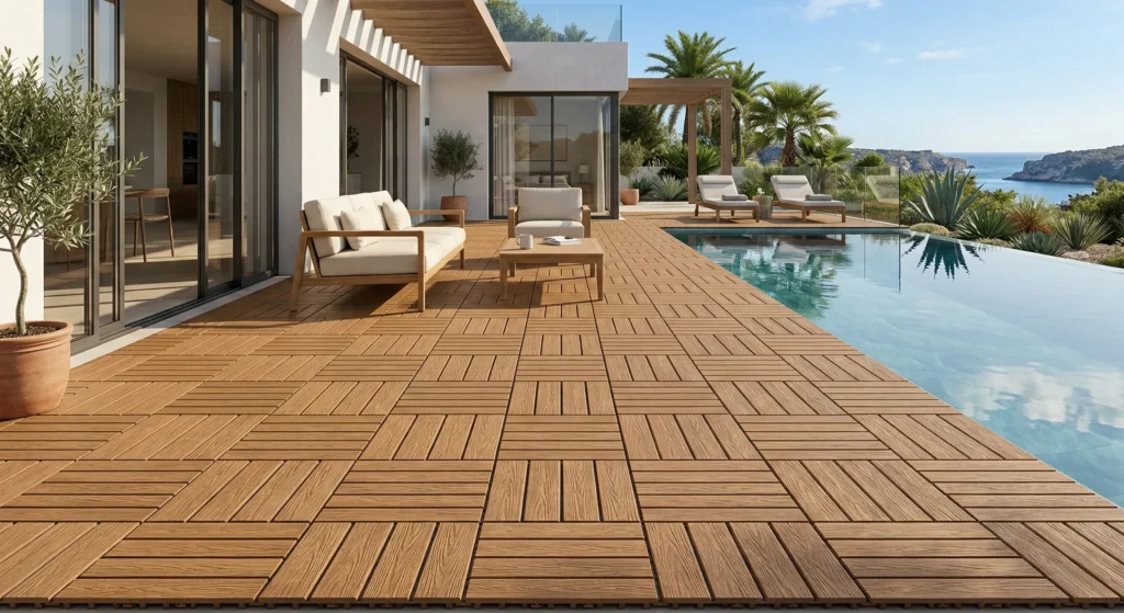 Waterproof Non-Slip Interlocking Deck Tiles for Outdoor Swimming Pool Flooring