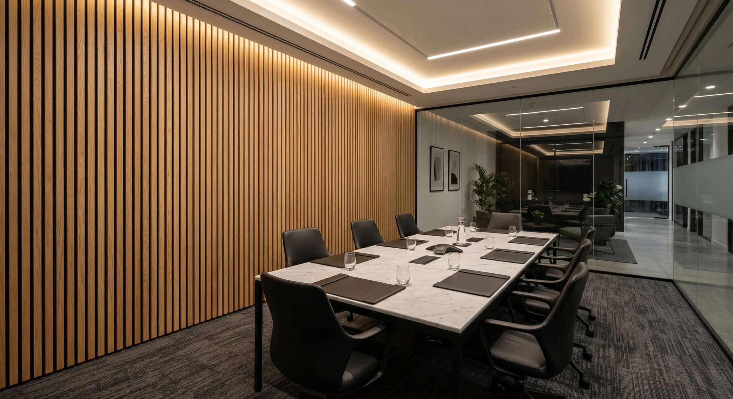 decorative acoustic tiles at conference room scaled