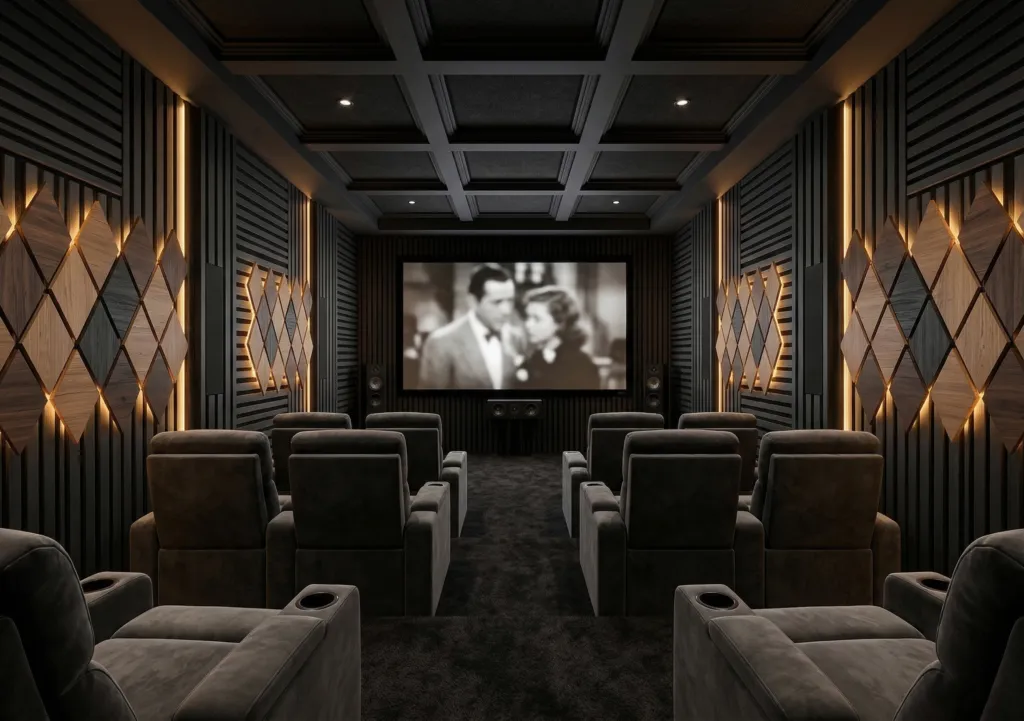 decorative acoustic tiles at home cinema
