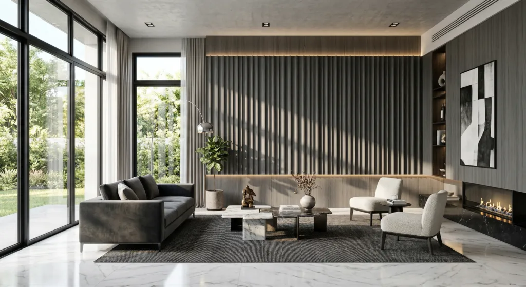 slatted wpc cladding living room accent wall high end design scaled