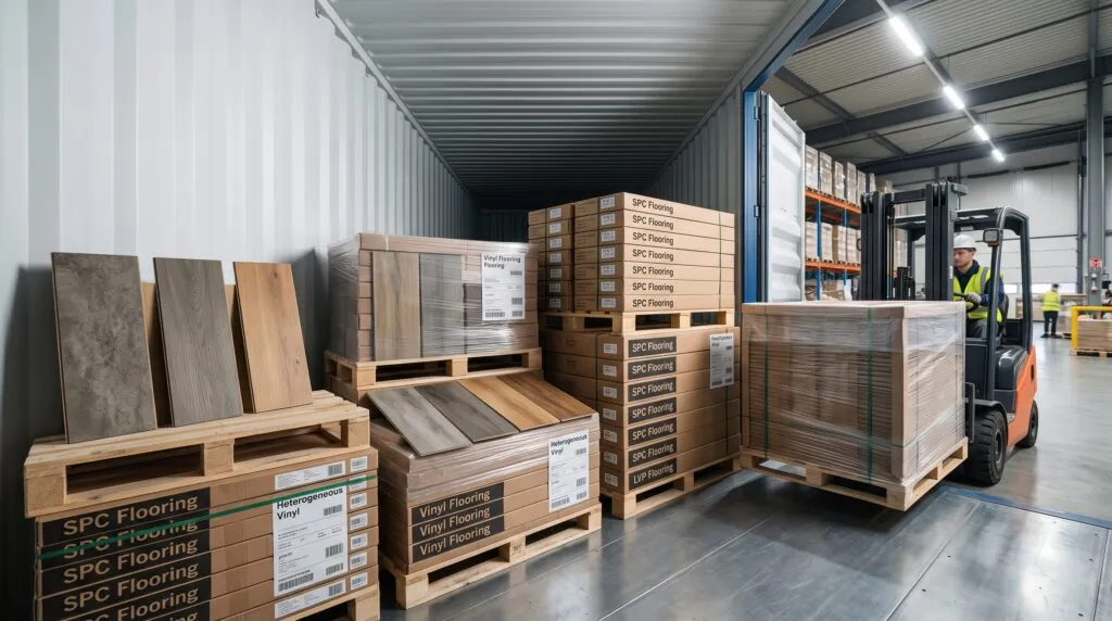 3D load simulation balancing gross payload limits and volumetric cubic displacement in a standard ISO 40HQ shipping container scaled